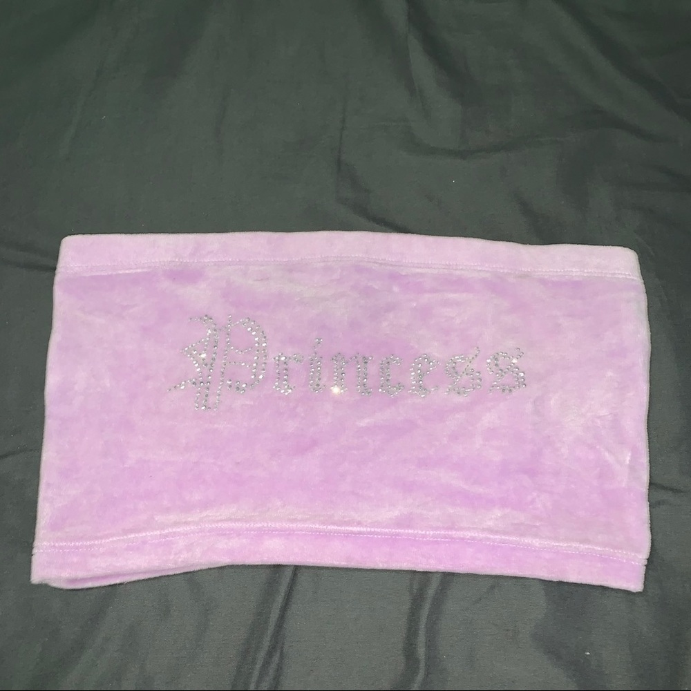 FOREVER 21 Velvet “PRINCESS” rhinestone tube top